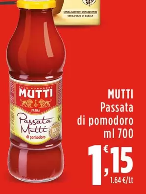 Offerta per Mutti - Passata Di Pomodoro a 1,15€ in Supermercati Rossotono Easy