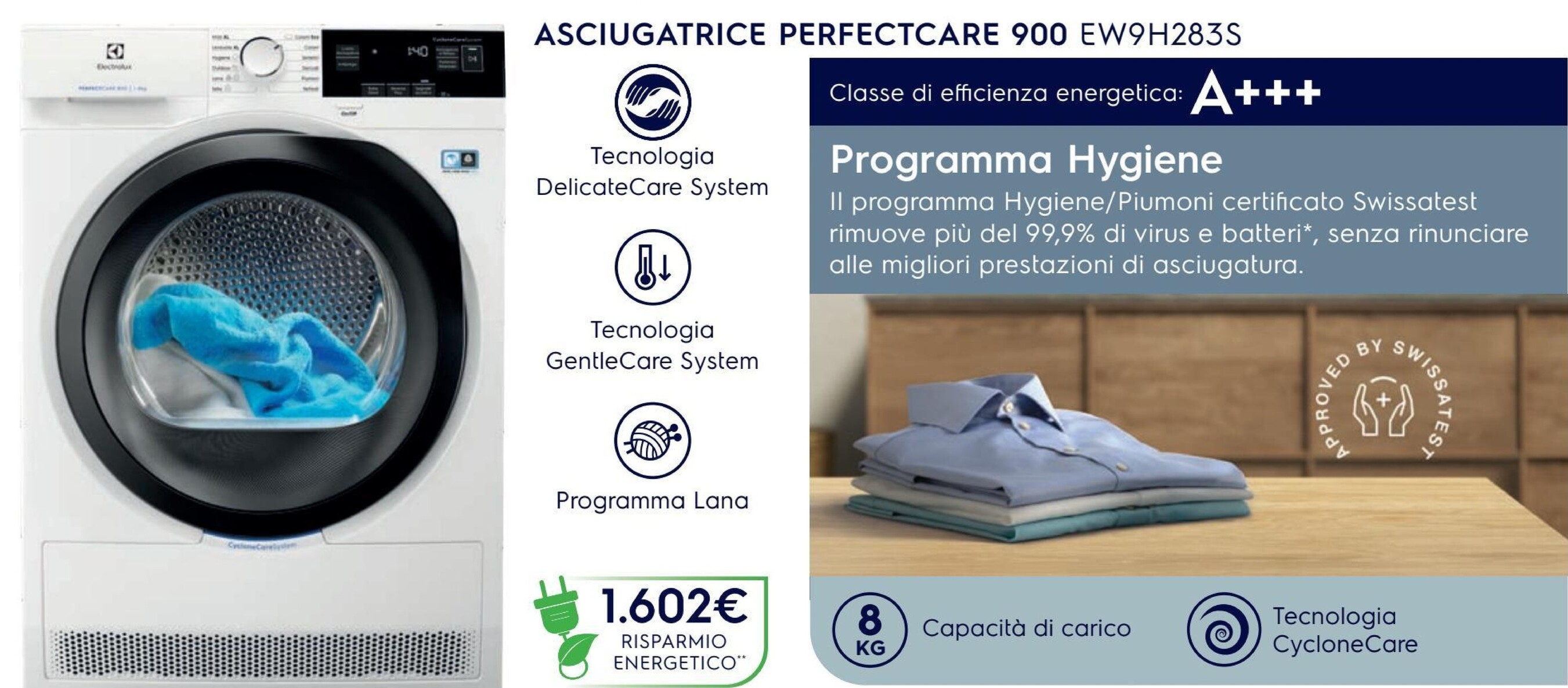 Offerta per Electrolux Asciugatrice Perfectare 900 EW9H283S a 1602€ in Leonardelli