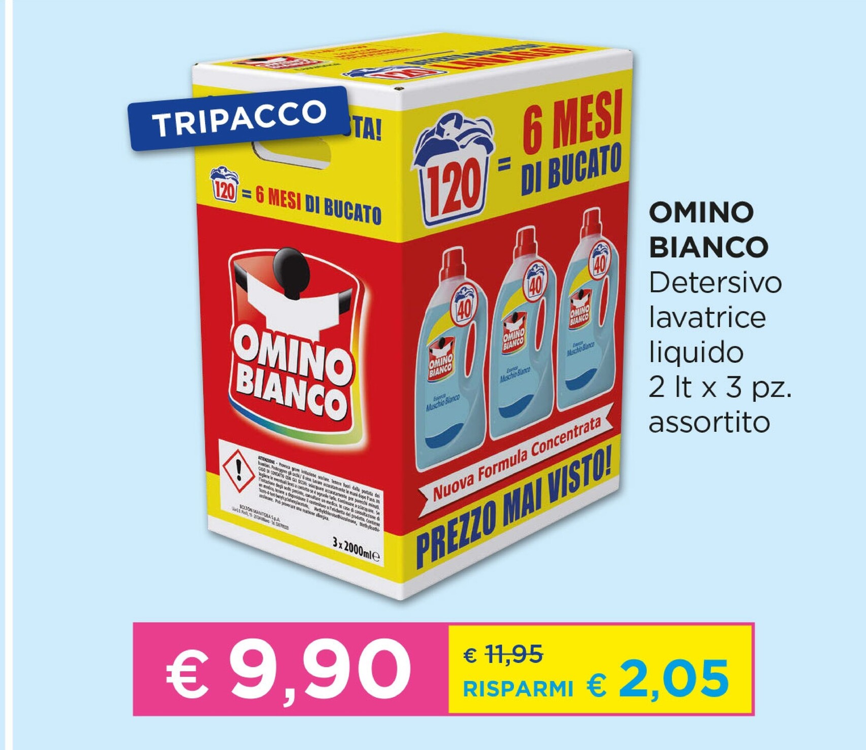 Offerta per Omino Bianco Detersivo Lavatrice Liquido a 9,9€ in Acqua & Sapone