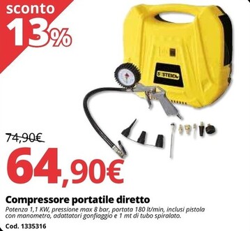Offerta per Compressore Portatile Diretto a 64,9€ in Bricoio