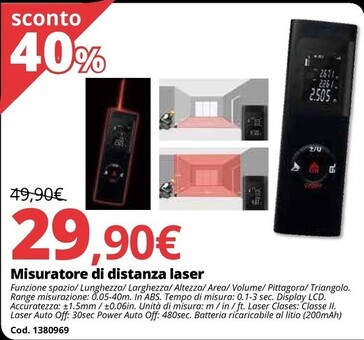 Offerta per Misuratore Di Distanza Laser a 29,9€ in Bricoio