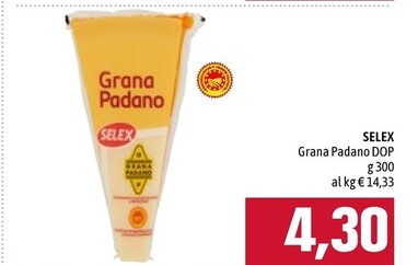 Offerta per Selex Grana Padano Dop a 4,3€ in Emisfero
